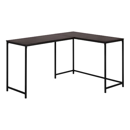 Monarch Specialties Computer Desk, Home Office, Corner, 58"L, L Shape, Work, Laptop, Metal, Laminate, Brown, Black I 7390